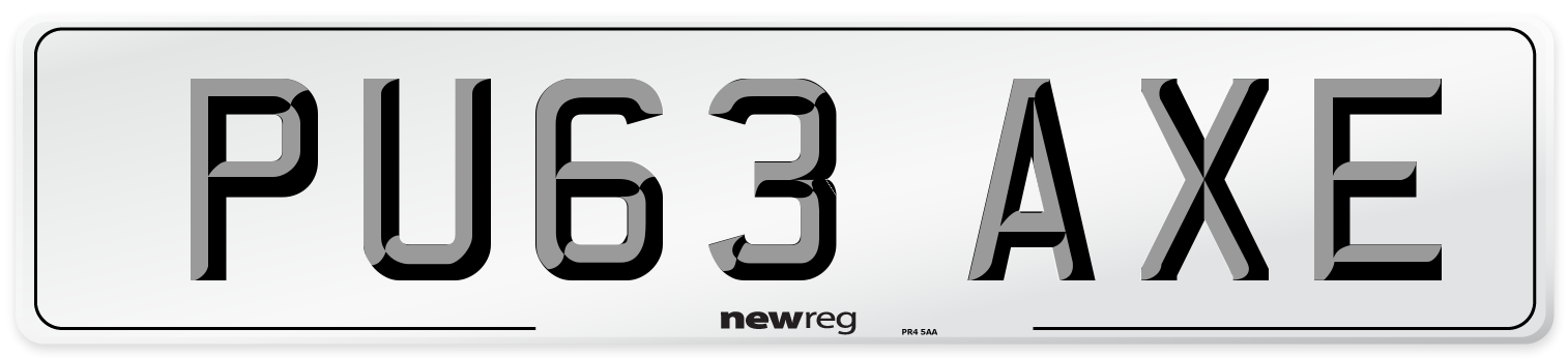 PU63 AXE Number Plate from New Reg